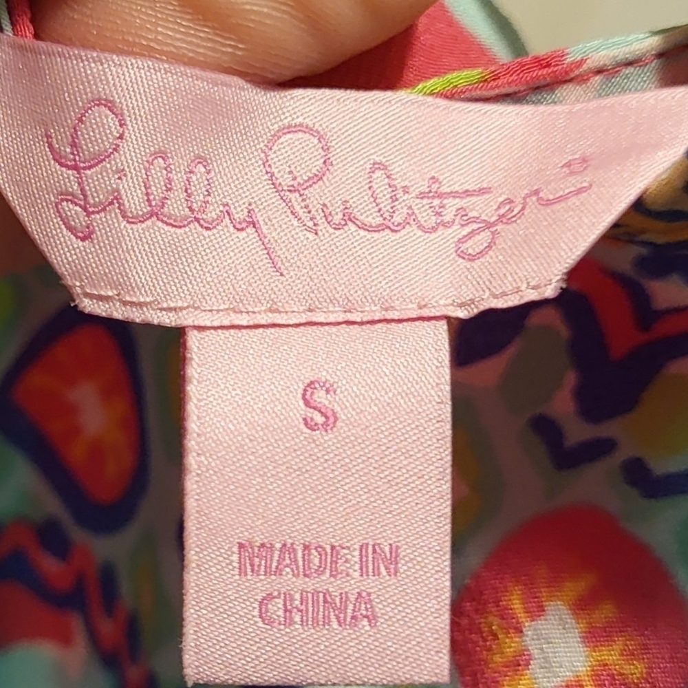 Lilly Pulitzer Iona Shell 100% Silk Sleeveless Button Back Shirt Pink Size Small - Picture 7 of 8